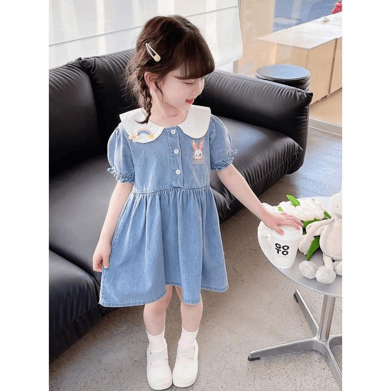 Váy Mùa Hè Cho Bé Gái, Phong Cách Công Chúa, Váy Denim Mềm, Cho Bé Và Trẻ Em Mới, Phong Cách Phương Tây, Thích Hợp Đi Chơi 4