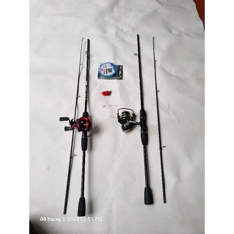 Bộ Cần Câu Lure Sói Đen WNC 1m65 1m8 2m1 Máy Ngang Máy Đứng Tặng Kèm Dây Câu Lure Và 1 Con Mồi - Bắt Cá - Đi Câu