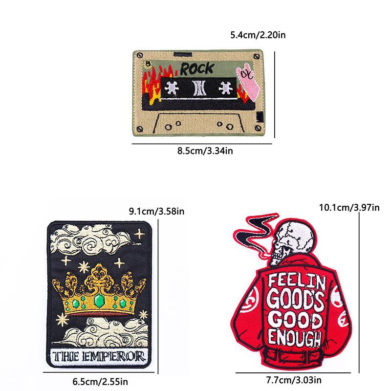 Cartoon Pattern Punk Series Style Embroidered Patch, 3 Counts/set Cute Heat Resistant Patch, DIY Decorative Sticker for Jacket, Jeans 8