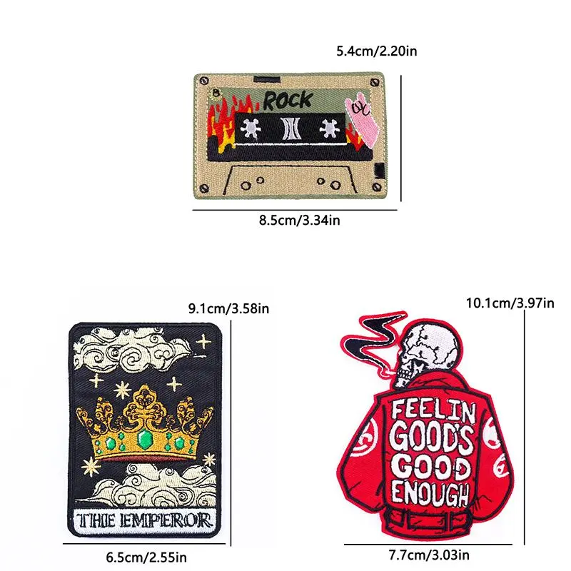 Cartoon Pattern Punk Series Style Embroidered Patch, 3 Counts/set Cute Heat Resistant Patch, DIY Decorative Sticker for Jacket, Jeans 8