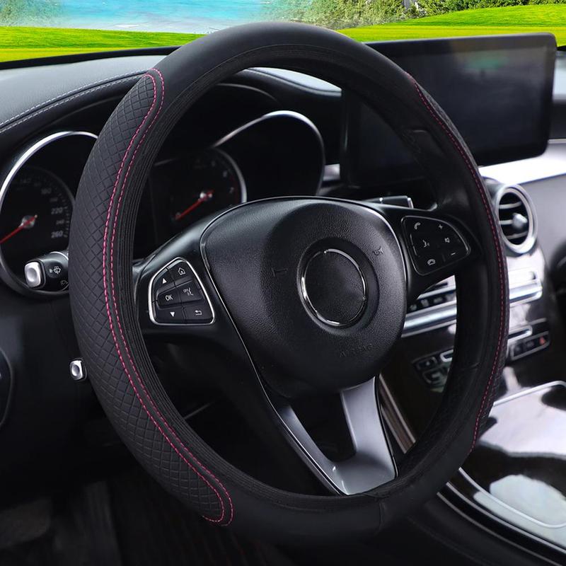 Product Introduction of Anti Slip Auto Decoration PU Leather Steering Covers 37-38cm Diameter Car Wheel Steering M1N2 51