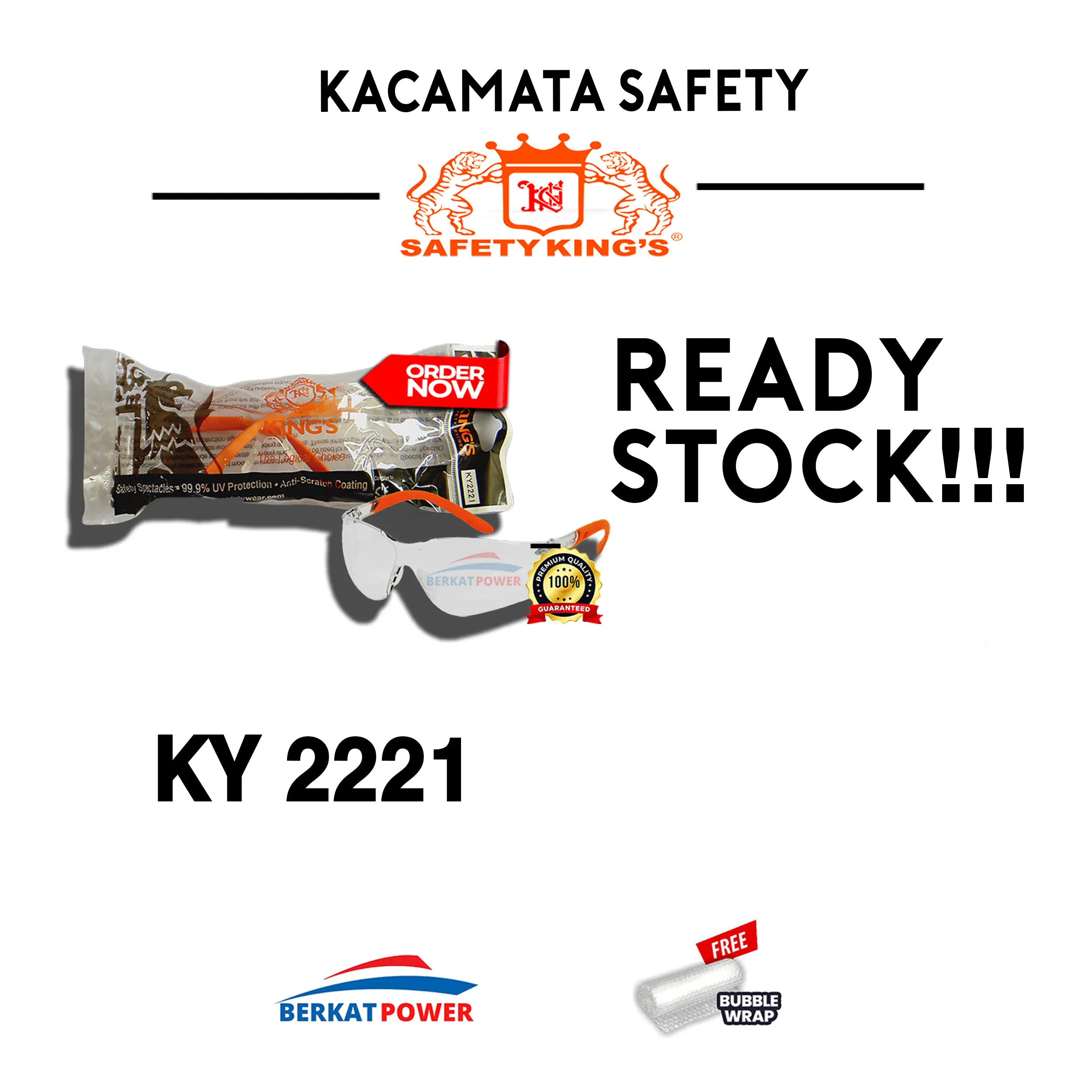 Kacamata Safety Kings Warna Hitam dan Putih Plastik
