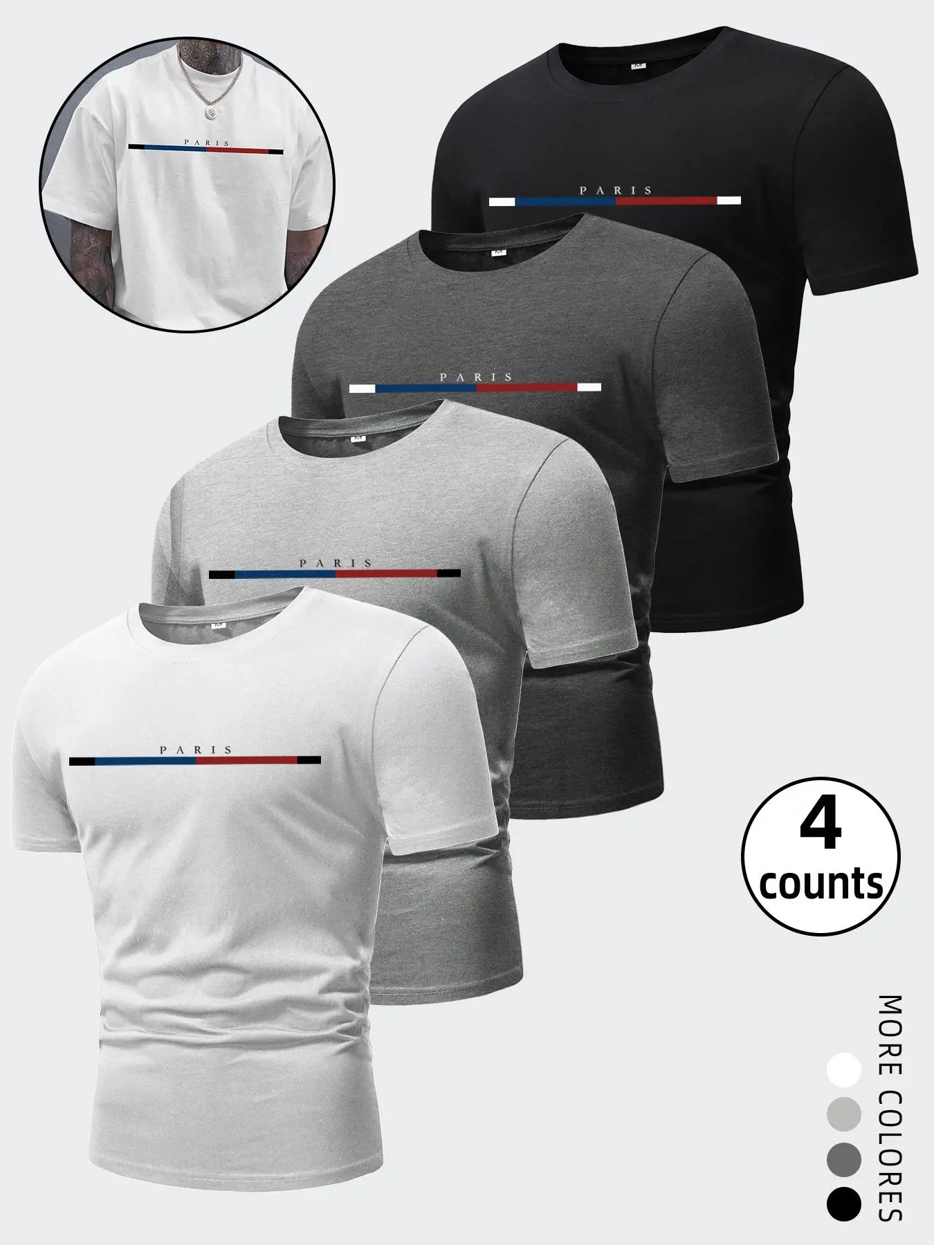 Men's Letter Print Round Neck Tee, Regular Fit Casual Comfy Short Sleeve Crew Neck T-shirt for Summer, Men's Top for Daily Wear