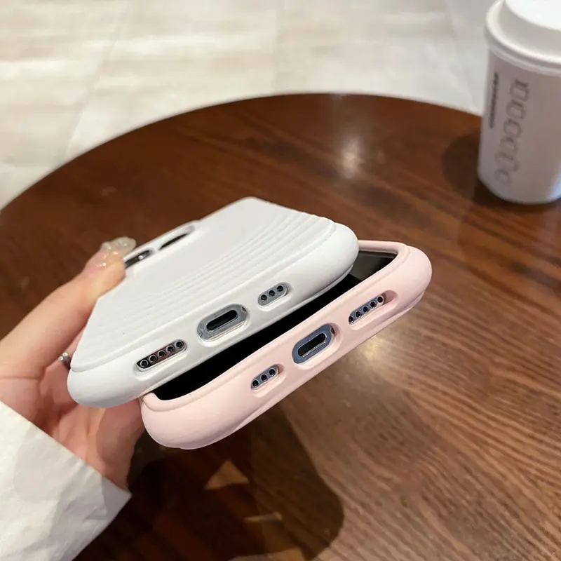Casing Ponsel Sudut Tebal Ripple untuk iPhone 13 11 15 14 12 Pro Max 14 15 Plus Silikon Lembut Tahan Benturan 5