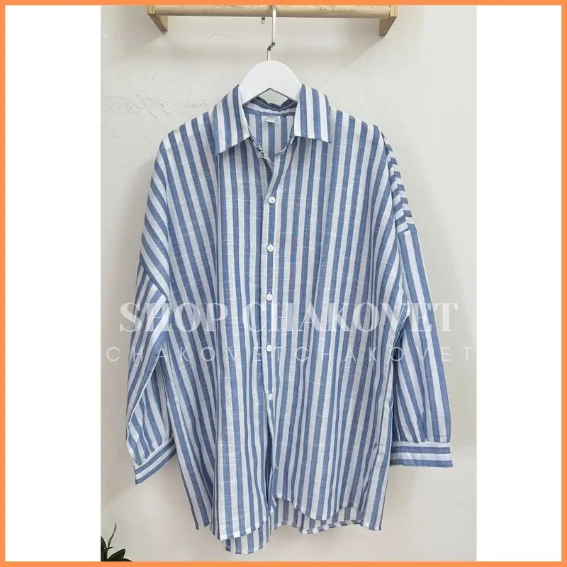 Áo sơ mi kẻ sọc nữ dài tay A8362 phong cách vintage Hàn Quốc, form rộng mặc đi chơi cực cá tính siêu xinh - CHAKOVET 6