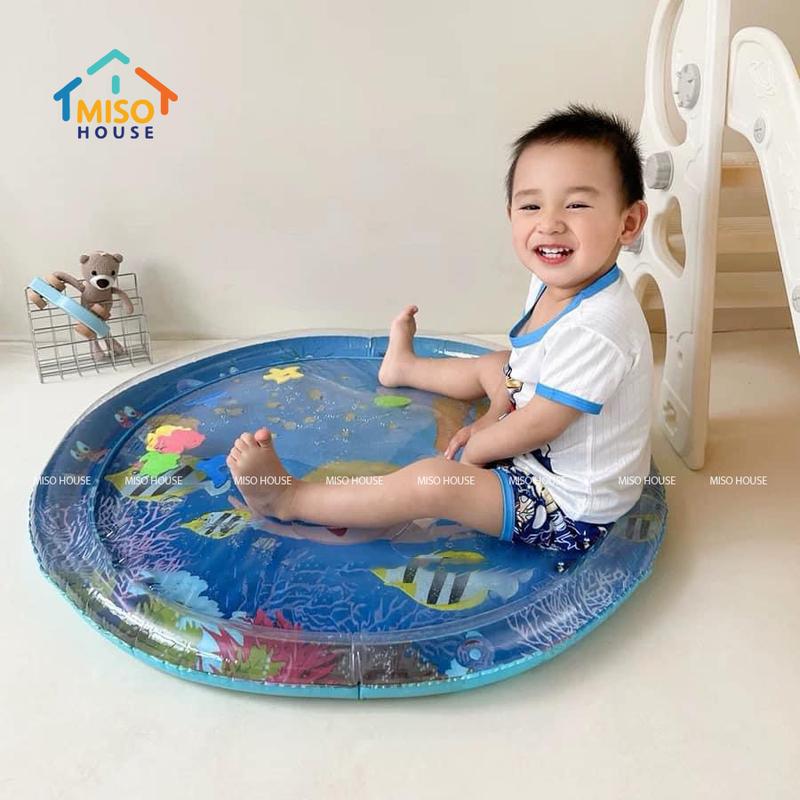 Thảm nước đệm nước cho bé chống tràn tặng kèm bơm, thảm nước cho em bè bò trườn học kĩ năng