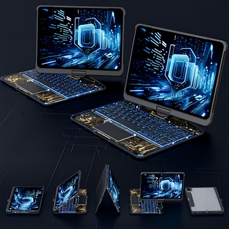 360 Rotating Keyboard Case, 1 Count Wireless Folding Tablet Keyboard ...