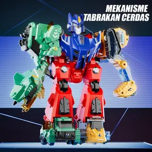 Mainan Robot Transformasi T-Rex Magnetik 6 in 1 Lucu, Karakter Dinosaurus Bongkar Pasang Mudah dengan Mekanisme Tabrakan Cerdas
