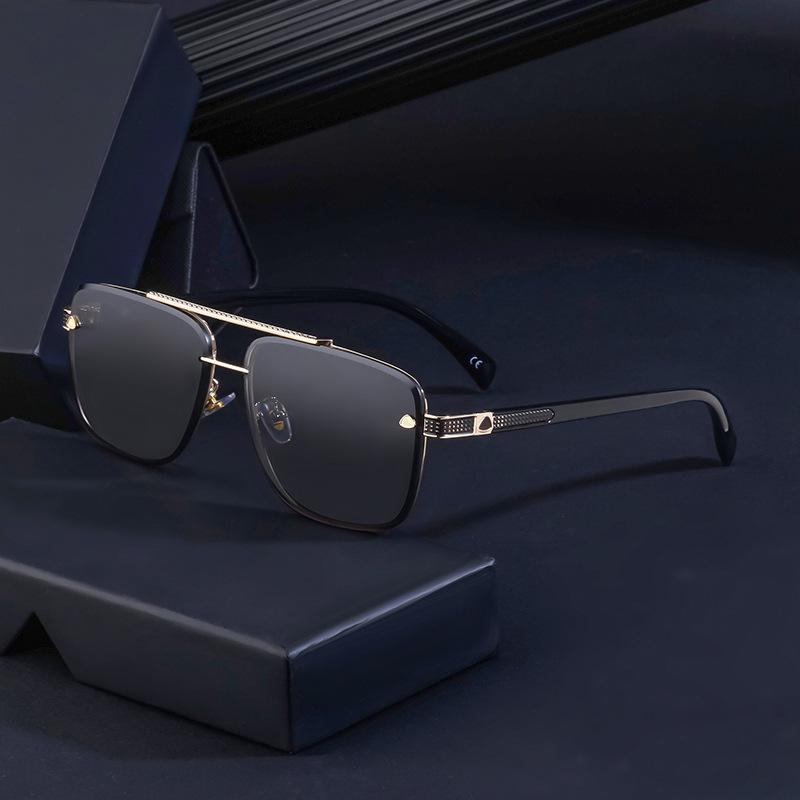 Men's Glasses 2023 New Retro Metal Double Beam Sunglasses Square Frame Trimming Driving Sunglasses 1