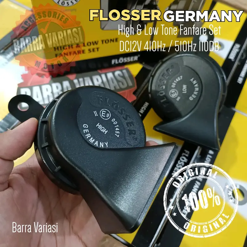 KLAKSON KEONG DOBEL FLOSSER (FER) GERMANY 12 VOLT FANFARE SET UNTUK MOTOR DAN MOBIL 0