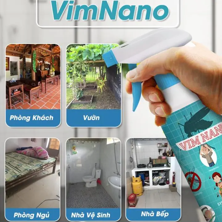 Chai Xịt Đuổi Muỗi Côn Trùng Vim Nano 500ml, Mùi Hương Dễ Chịu Xuất Xứ Thảo Mộc, Xua Đuổi Muỗi, Gián, Côn Trùng x ị 1