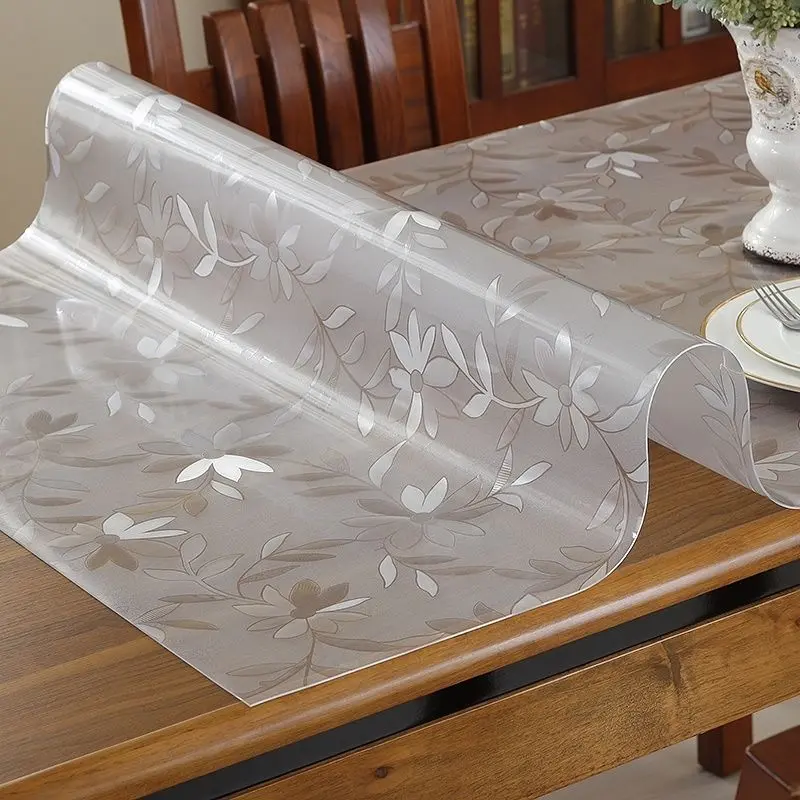 Alas Meja PVC, Lutsinar, Kalis Air, Kalis Minyak, Tahan Panas, Boleh Dicuci, Sesuai untuk Meja Makan, Kabinet TV, Papan Kristal Segi Empat, Kaca Lembut, 1282 Keping, Jualan Panas dalam 3 Hari Textiles