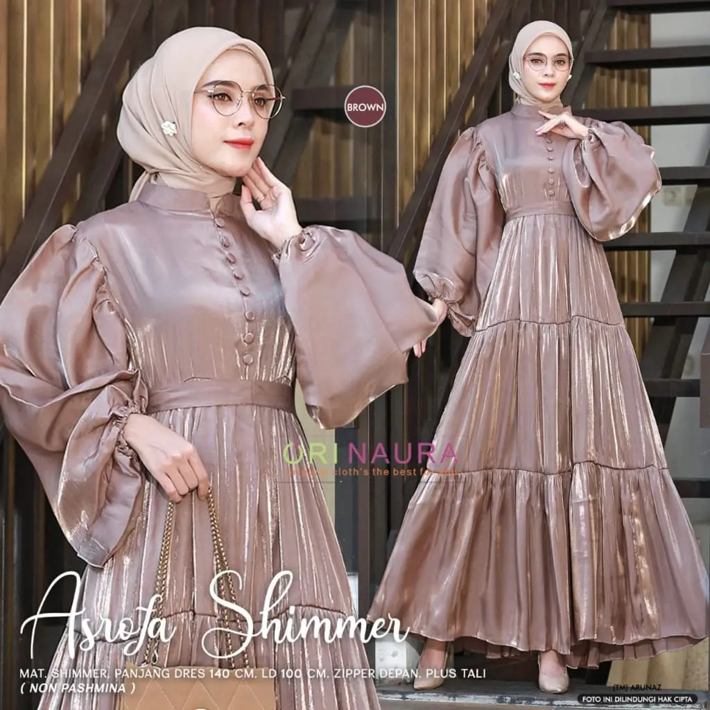 Arifa Dress Shimmer Silk Premium Gamis Ruffle Shimmer Busui Friendly JUMBO MAYUNG