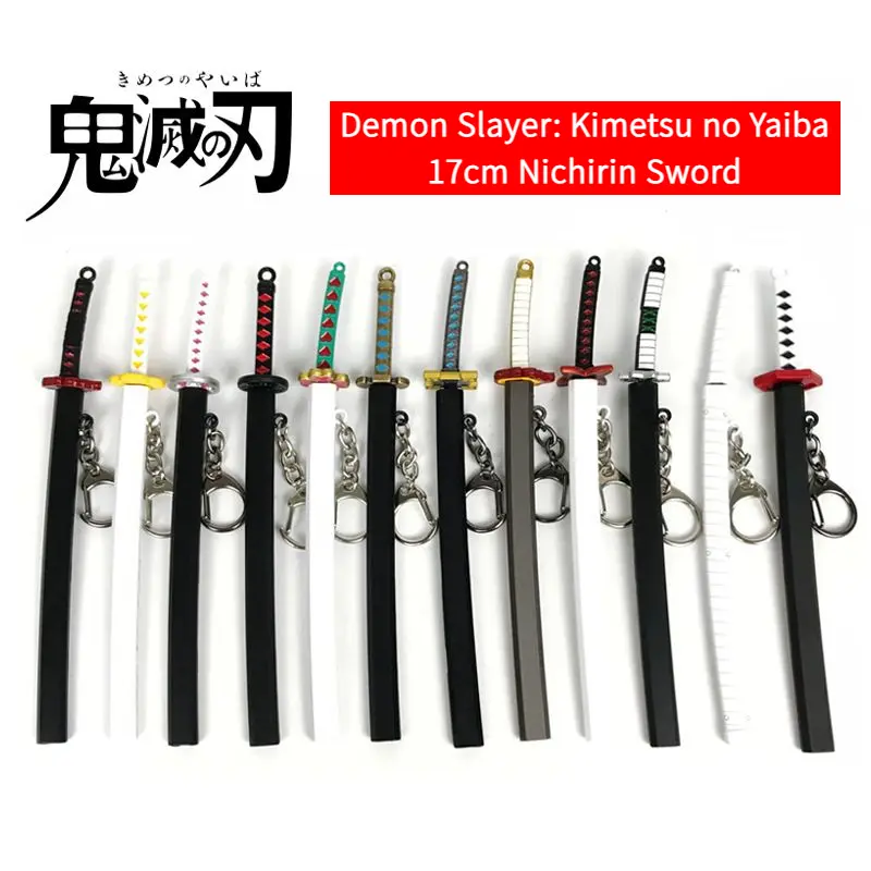Playable Katana Keychain Demon Slayer: Kimetsu No Yaiba Mini Nichirin Samurai Knief Keychain Metal Alloy Model Rengoku Kyoujurou Sun Wheel Weapon Model Pendant