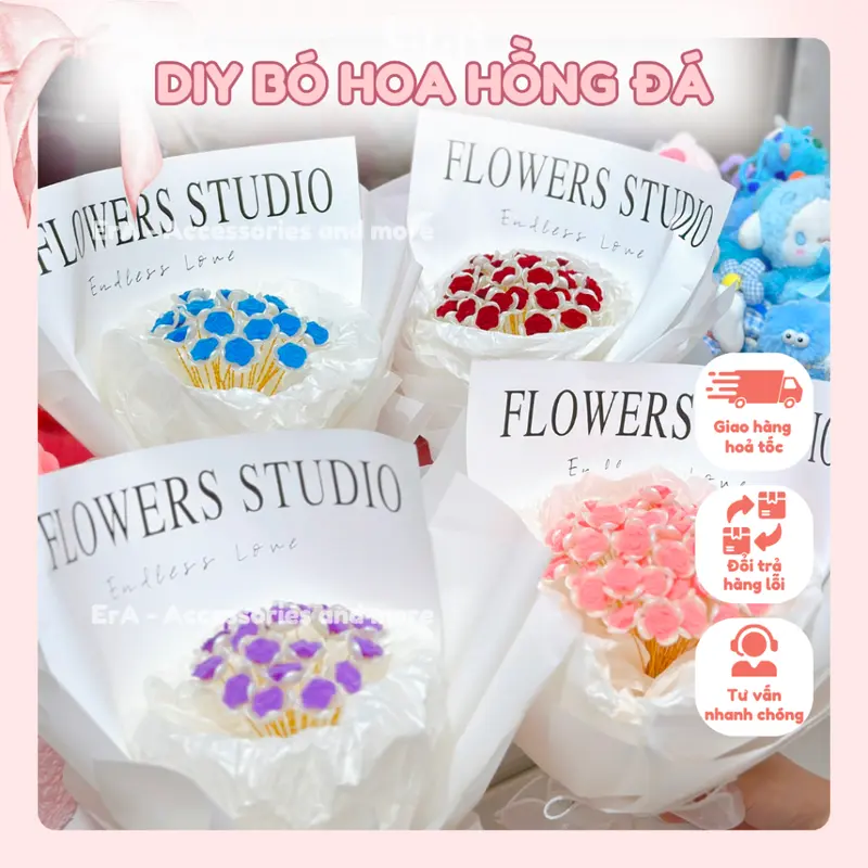 [DIY] Set Tự Làm Bó hoa hồng đá handmade làm quà tặng sinh nhật, tặng Valentine, tặng 8/3 tặng người yêu, mẹ, chị em gái,cô giáo 4