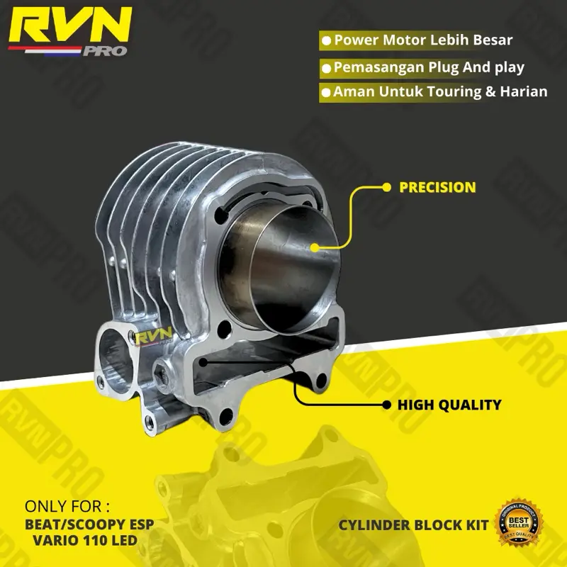 BLOK SEHER BORING PAKET BORE UP BEAT POP BEAT ESP SCOOPY ESP K44 VARIO 110 LED STATER BEAT STREET 2015 2019 54.5MM 54.5 MM RVN THIAILAND 3