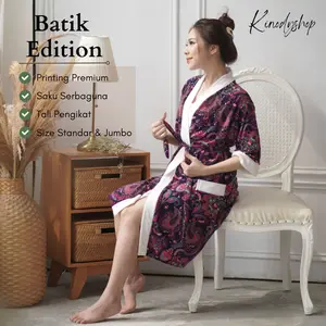 Kimono Handuk Dewasa Wanita Size (L/XL) / Standar / Jumbo / Jubah Mandi / Baju Handuk / Lembut - Batik Edition / KinodyShop