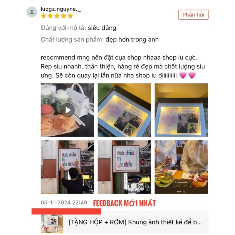 [TẶNG HỘP + RƠM] Khung ảnh để bàn thiết kế làm quà tặng 8/3, valentine, sinh nhật, quà tặng người yêu 3