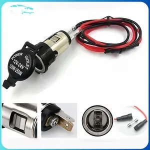 Mobildage Soket Daya Mobil Universal 120W DC 12-24V dengan Kabel Hitam untuk Charger Kipas Mobil dan Perangkat 12V-24V