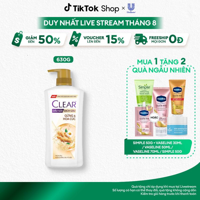 DẦU GỘI CLEAR THẢO DƯỢC GỪNG & HOA CÚC 630G [1]