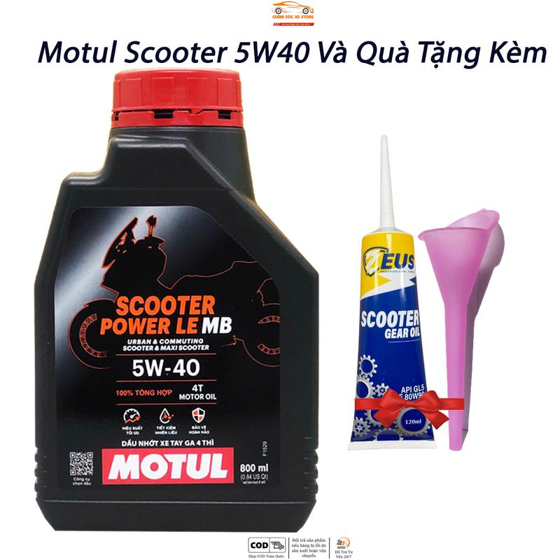 Dầu nhớt Motul Scooter 5W40 dành cho xe tay ga - Kèm Quà gồm nhớt láp Zeus và Phễu thay nhớt