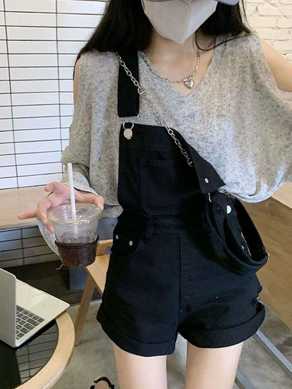 Yếm Quần Short săn lai form ống rộng BigSize 55-90kg - Kim Fashion Bigsize Nữ Jean Women