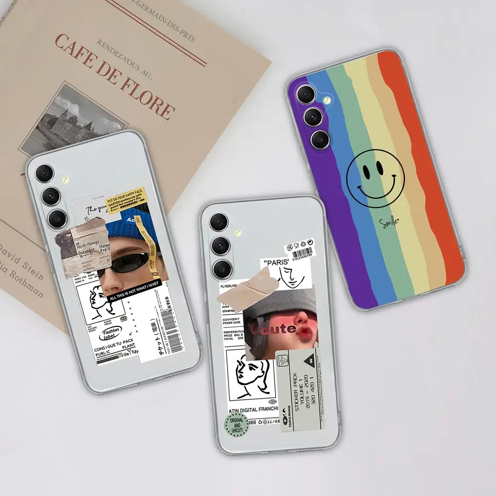 For Samsung Galaxy A34 5G Casing CellPhone Case Cover Colourful Pattern Transparent Anti Slip Soft Slim TPU Silicone Shockproof Protective Bumper For SamsungA34 A 34 Shell