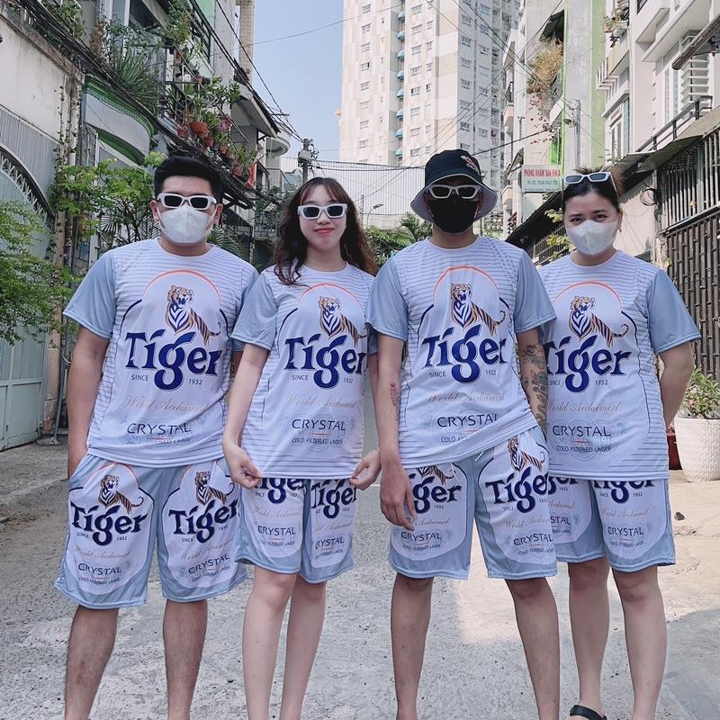 Bộ Đồ Bia Tiger Bạc - Nguyên Set Mặc Nhà Đi Chơi Mặc Nhóm Gia Đình Chất Thun Lạnh Từ 10-95kg