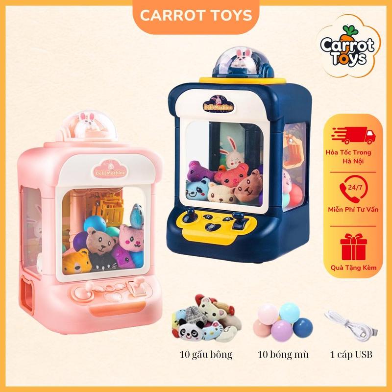 SIZE TO Máy Gắp Thú Mini Kèm 10 Thú Bông Và 10 Bóng Cho Bé Có Đèn Nhạc Quà Tặng Sinh Nhật Cho Bé