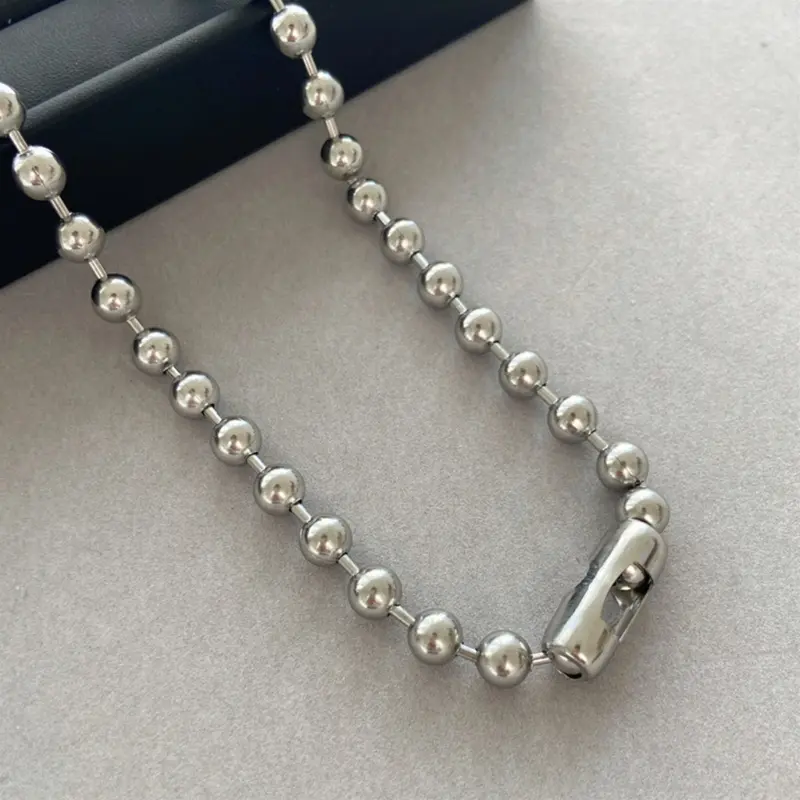 Vòng Cổ Bóng Lớn Cho Nữ, Trang Sức Punk, Hạt Hợp Kim 7.5Mm, Dây Chuyền Xương Đòn, Vòng Cổ Liên Kết, Quà Tặng Cho Nam Và Nữ 6