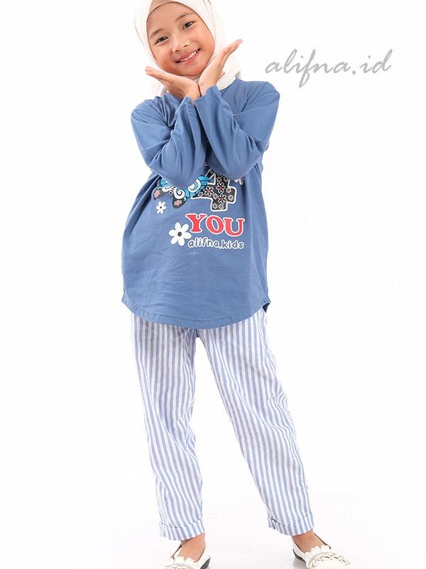 Setelan Anak Perempuan Kaos Katun Terbaru Kekinian usia 5 Sampai 14 Tahun alifna kids02 Baju Celana Fashion 4