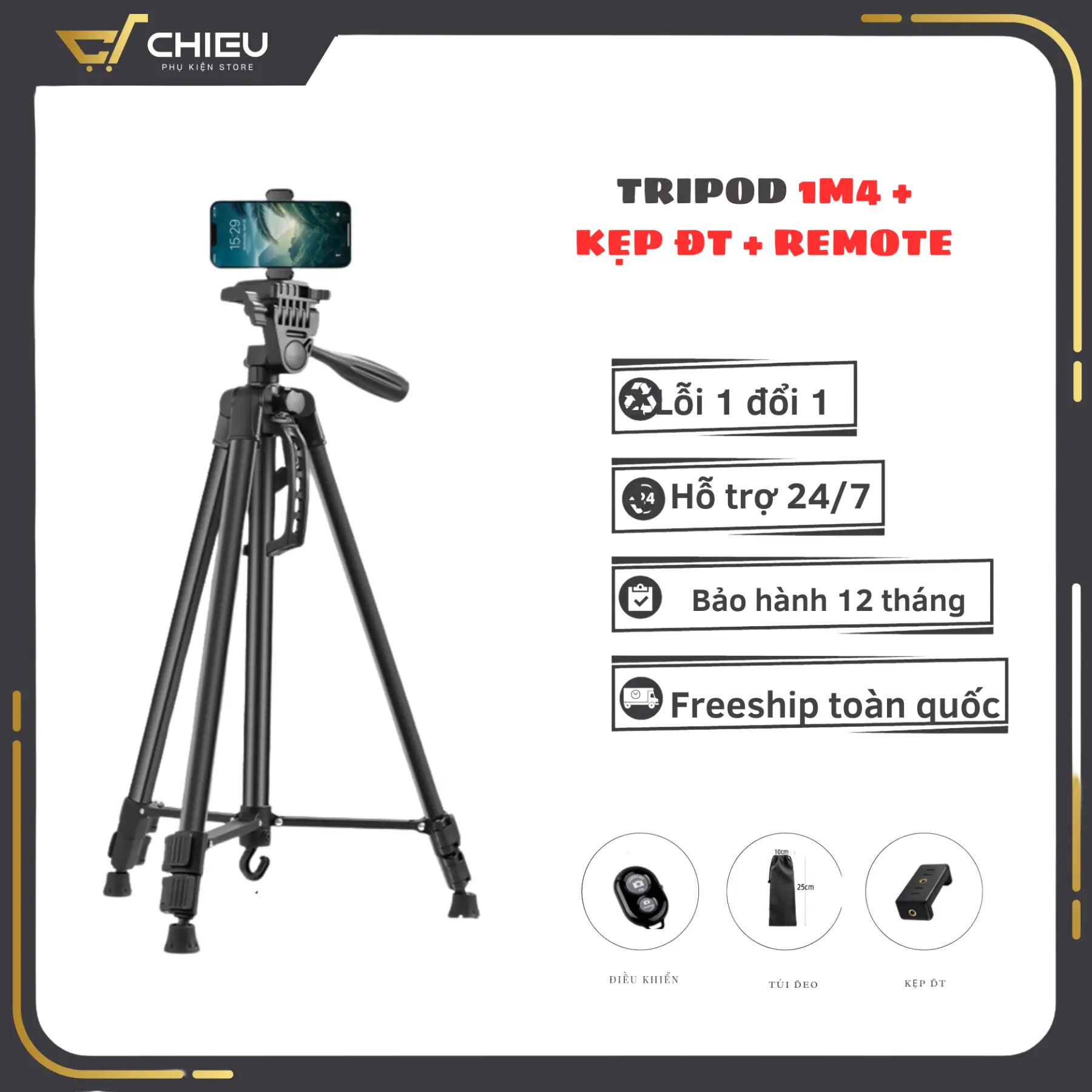 [ Tripod 1m4 Tặng remote  ] Chân Quay Máy Ảnh, Điện Thoại,  Quay Video  - Tripod Phù Hợp Cho Máy Ảnh Du Lịch Các Dòng Điện Thoại, Phụ Kiện Camera Selfie Phone phụ kiện chụp ảnh chân dung