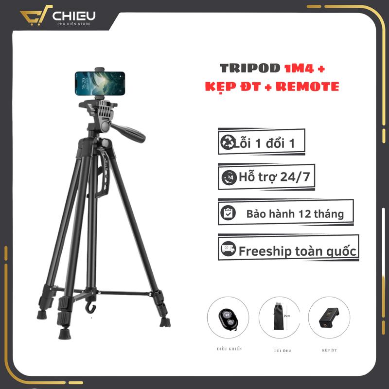    Tripod 1m4 Tặng remote    Chân Quay Máy Ảnh Điện Thoại  Quay Video  - Tripod Phù Hợp Cho Máy Ảnh Du Lịch Các Dòng Điện Thoại Phụ Kiện Camera Selfie Phone phụ kiện chụp ảnh chân dung 