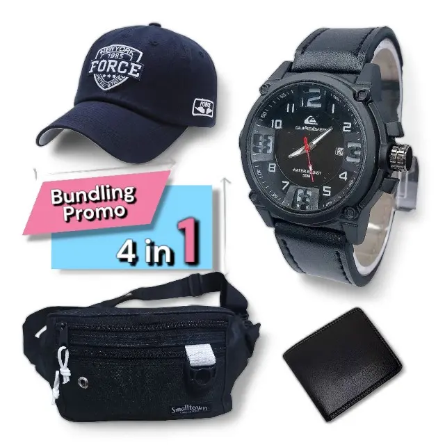 JAM ANALOG TANGGAL 1 PAKET ISI 4 PRODUK JAM ANALOG PRIA TANGGAL BESERTA 3 PRODUK LAINNYA JAM ANALOG PRIA PAKAI TANGGAL Analog Kulit 2