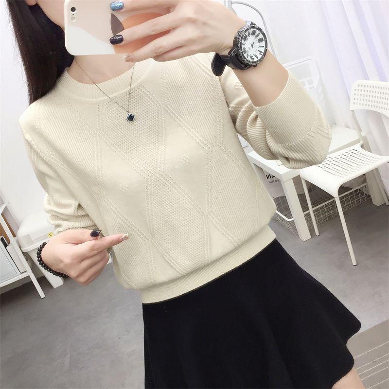 Áo Len Nữ, Cổ Tròn, Dệt Kim, Lớp Nền, Phong Cách Phương Tây, Thanh Lịch, Phù Hợp Bên Trong, Mỏng Vừa Vặn, Bó Sát, Áo ngắn Tay Dài, Thích Hợp Cho Mùa Thu Và Mùa Đông Women Top 3