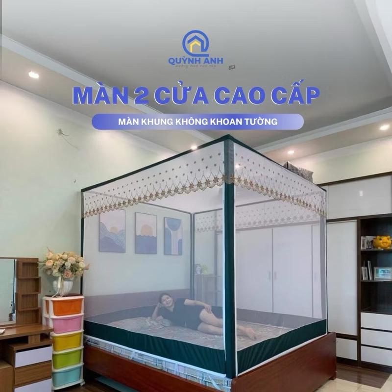  ￼Màn Khung Không Khoan Tường Màn 2 Cửa Cao Cấp Đủ Kích Thước - XƯỞNG MÀN QUỲNH ANH 