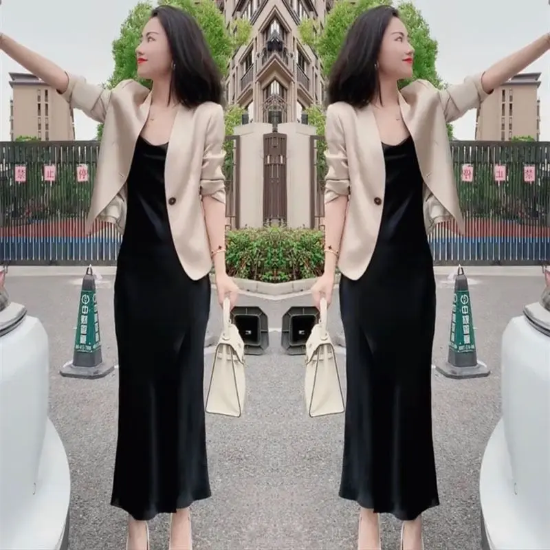 Bộ Đồ Thời Trang Phong Cách Phương Tây, Bộ Đồ May Đo Cao Cấp, Áo Khoác Bó Sát Giấu Flab, Váy Treo, Bộ Đồ Hai Mảnh, Thích Hợp Cho Mùa Xuân 2024, Bán Chạy Trên Internet Nữ Top