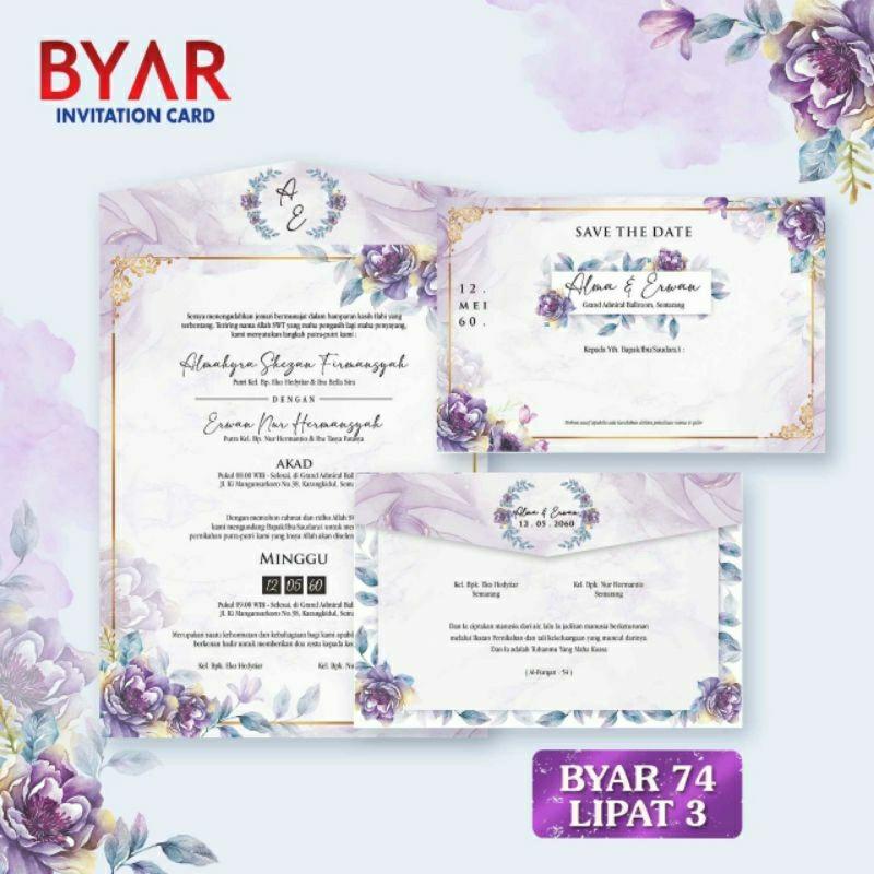 Undangan Pernikahan BYAR 74 Elegan Modern Paket Lengkap 100 PCS Gratis Label & Plastik - JanjiKita | Default