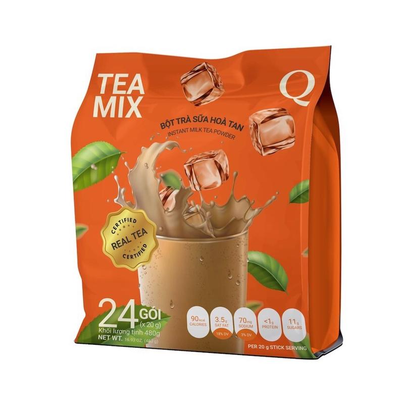 Giá Sỉ Trà sữa TEA MIX Trần Quang bịch 24 gói x20g  instant mix 3 in 1 (Trần Quang thay đổi bao bì từ Vàng sang Cam)
