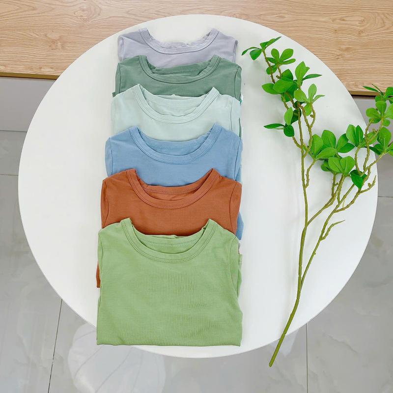 Bộ dài tay cho bé 95% sợi sồi Modal Áo Lá Homewear A221, pizama bé trai gái bốn mùa mát lạnh mềm mướt 0