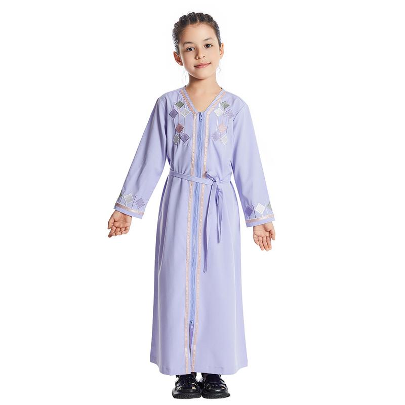 Product Introduction of Girls Kids Abaya Dress Clothing,Floral Printed Gown Children Robe 19