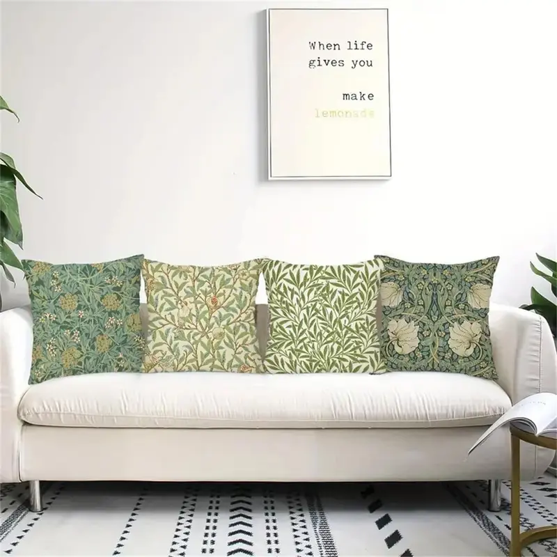 Floral Pattern Cushion Cover, 4 Counts/set Modern Throw Pillow Cover, Decorative Cushion Cover for Home Living Room Bedroom 2