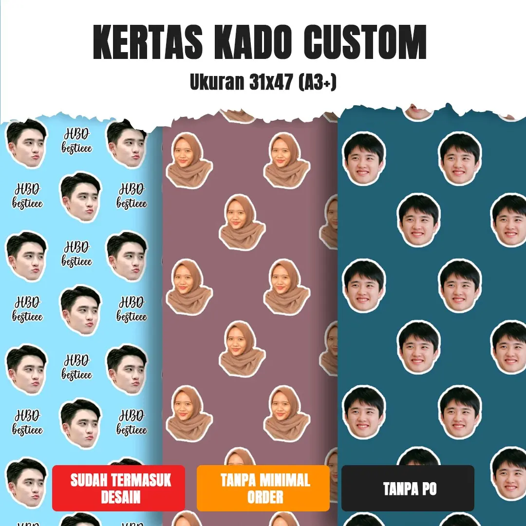 Kertas Kado Wrapping Paper Custom Wajah ayang • Kertas Kado Custom Foto