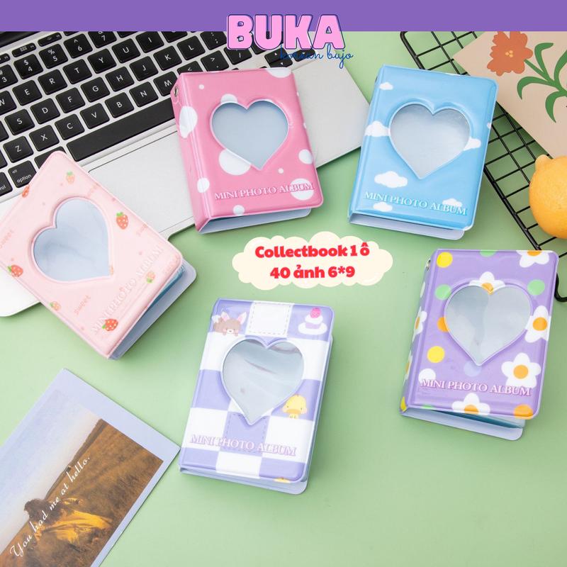 Collect book 6*9 Buka album ảnh sổ đựng card chất liệu PVC bìa trái tim 1 ô pastel lưu trữ lomo card phong cách Hàn Quốc Decor