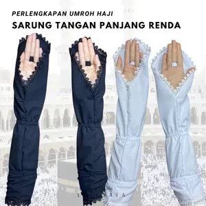 LALUNATA - Sarung Tangan Wanita Perlengkapan Haji dan Umroh Putih Hitam