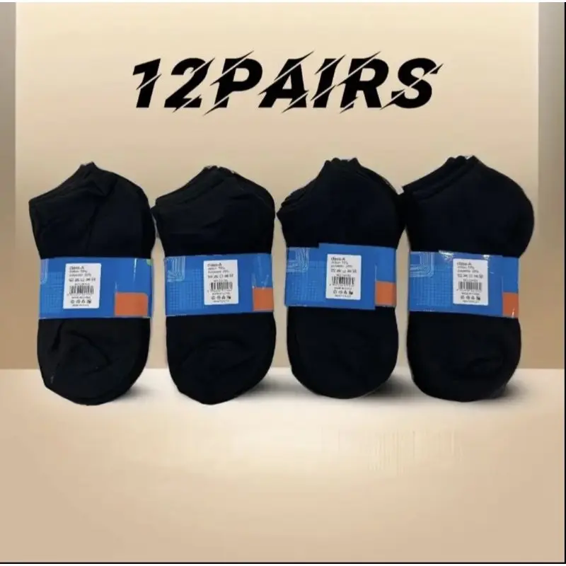 12Pairs Anckie School Socks Unisex Cotton Socks Plain Menswear Soft
