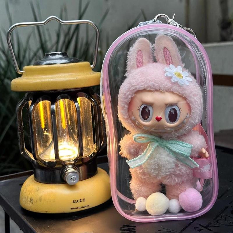 Product Introduction of [Only Bag] Transparent Storage Bag For 15-17CM LABUBU Dust Proof Cotton Doll Baby Walking 19cm Hanging Bag 12