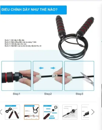 Dây Nhảy Lõi Thép Thể Lực Tập Thể Dục, Thể Thao, MUAY BOXING KICKBOXING 2,7m Siêu Bền Chỉnh Được Độ Dài 1