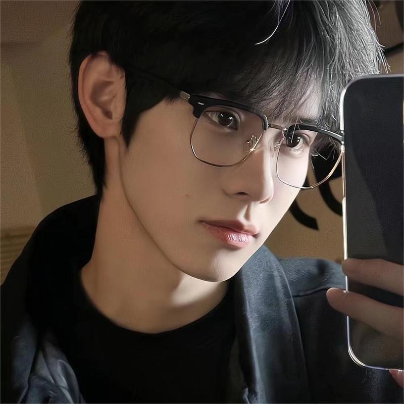 Product Introduction of 2024 Pu Shuai Artistic Retro Semi-Rimless Glasses Men's Myopia Can Be Equipped with Degrees Anti-Blue Light Glasses Female Sven Tech Men's Fashion 6