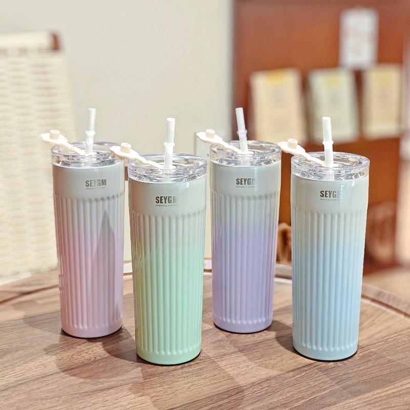 Ly Giữ Nhiệt INox 500ML , Bình Giữ Nhiệt SEYGM TYESO Tặng Ống Hút , Cọ Ống Hút , Túi Đựng Ly Trong Suốt